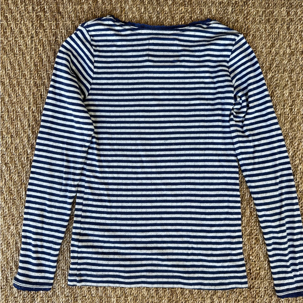 Mini Boden striped pointelle long sleeve t-shirt, size 11-12 - Picture 3 of 3